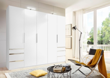 fresh to go, home24 Drehtuerenschrank Level 36A, MID.YOU Drehtürenschrank in weiss , Level 36A 250Cm Weiss , Metall, Kunststoff , 3 Fächer , 6 Schubladen , 250x216x58 cm , Dekorfolie,Nachbildung , 001787048701