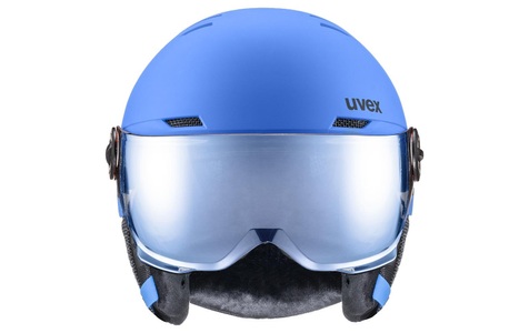 Uvex, Uvex Kinder Rocket Visierhelm (Blau), Uvex Skihelm Rocket Junior Visor - Blue Matt (Grösse: 54-58)