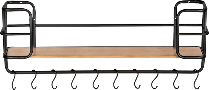 Wenko, WENKO Wandregal »Loft«, BxTxH: 79x19,5x28 cm, Bambus/Matall, WENKO Wandregal »Loft«, 1 Etage + Aufhängemöglichkeiten