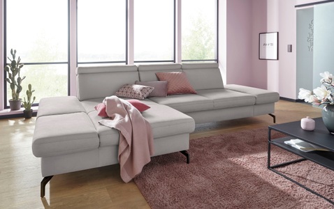sit&more Ecksofa, Fusshöhe 15 cm, inklusive Sitztiefen-, Armteil- und Kopfteilverstellung