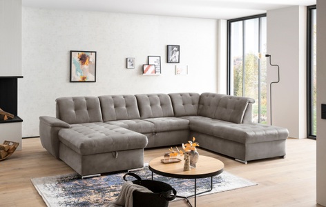 exxpo - sofa fashion, exxpo - sofa fashion Wohnlandschaft, (4 St.), 6x Kopfteilverstellung, Wahlweise mit Bettfunktion und Bettkasten, exxpo - sofa fashion Wohnlandschaft »Durango, aufwendige Sitz- und Rückenverarbeitung, bequem, U-Form« inkl. Kopfteilverstellung, wahlweise mit Bettfunktion und Bettkasten