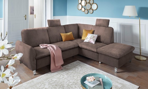 SIT&MORE, sit&more Ecksofa, sit&more Ecksofa »Daytona L-Form«, mit Federkern, zwei Kopfstützen und wahlweise mit Bettfunktion