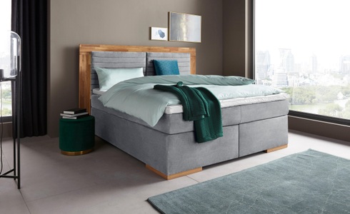 PLACES OF STYLE, Places of Style Boxspringbett »Cup«, mit Massivholzrahmen, mit Topper, in 2 Härtegraden, in 3 Breiten, Places of Style Boxspringbett »Cup«, mit Massivholzrahmen, mit Topper, in 2 Härtegraden, in 3 Breiten
