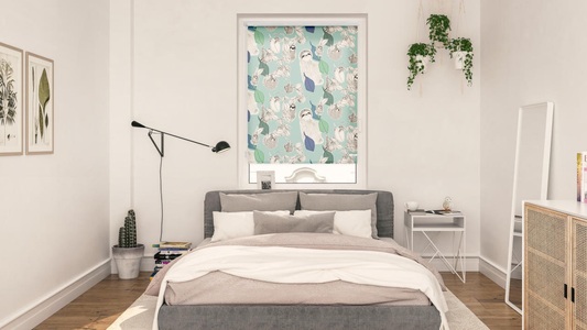LICHTBLICK, LICHTBLICK Seitenzugrollo »Rollo Klemmfix, ohne Bohren, blickdicht, Sloths on turquoise - Grün«, blickdicht, Sichtschutz-Blendschutz, freihängend, LICHTBLICK ORIGINAL Seitenzugrollo »Rollo Klemmfix, ohne Bohren, blickdicht, Sloths on turquoise - Grün«, blickdicht, Sichtschutz-Blendschutz, freihängend