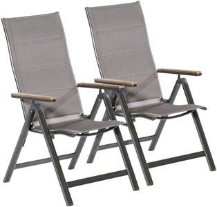 Merxx, MERXX Gartenstuhl »Trivero«, (Set), 2 St., 2er Set, Alu/Textil, klappbar, braun, MERXX Gartenstuhl »Trivero«, (Set), 2 St., 2er Set, Alu/Textil, klappbar, braun