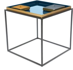 Kayoom, Kayoom Beistelltisch »Famosa«, Kayoom Beistelltisch »Famosa, Metall-Beistelltisch in quadratischer Form«, (1 St.), Bunter Tisch, Schalenmasse: 11 x 11 x 2 / 15,8 x 11 x 2 cm