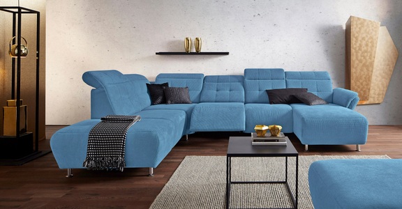 PLACES OF STYLE, Places of Style Wohnlandschaft »Manhattan«, 2 Sitze mit elektrischer Relaxfunktion, verstellbare Armlehnen, Places of Style Wohnlandschaft »Manhattan U-Form«, 2 Sitze mit elektrischer Relaxfunktion, verstellbare Armlehnen