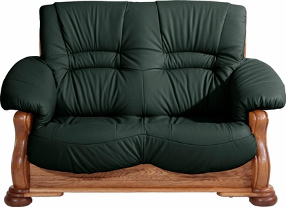 MAX WINZER, Max Winzer® 2-Sitzer »Texas«, mit dekorativem Holzgestell, Breite 147 cm, Max Winzer® 2-Sitzer »Texas, dekoratives Holzgestell aus Eiche mit gefrästen Ornamenten«, bequemer Retro Klassiker, kompakte Stellfläche Breite 147cm