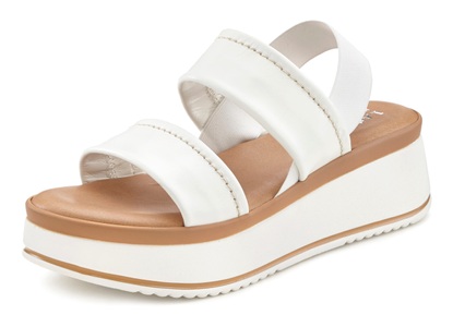Lascana, LASCANA Sandalette, aus Leder mit leichtem Keilabsatz, 