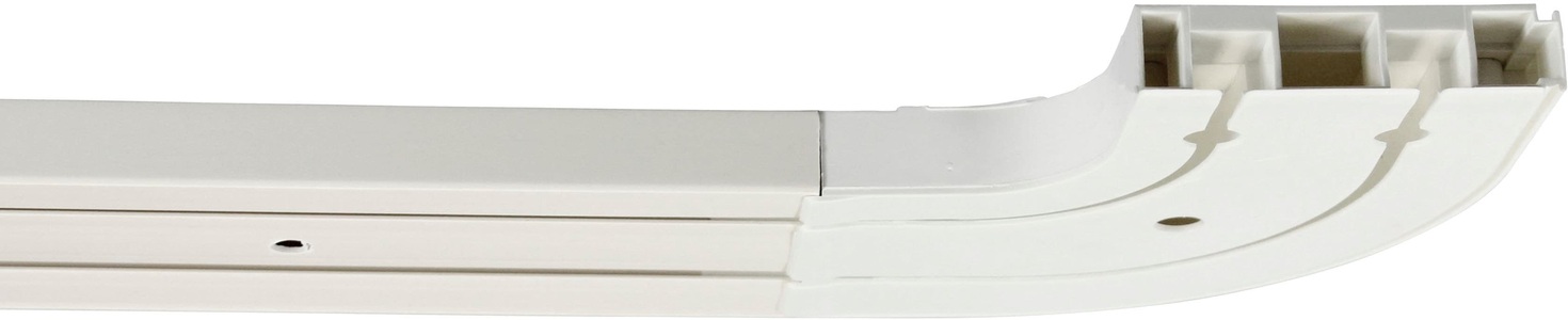 GARESA, GARESA Gardinenschiene »Kunststoffschiene CREDO«, 2 läufig-läufig, Wunschmasslänge, seitlich mit Rundbögen (kein Spalt zwischen Vorhang und Wand!), GARESA Gardinenschiene »Kunststoffschiene CREDO«, 2 läufig-läufig, Wunschmasslänge, Kunststoffschiene 3-läufig seitlich mit Rundbögen, Deckenmontage