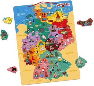 Janod, Janod Magnet-Landkarte DEUTSCHLAND 79-teilig in bunt, Janod Konturenpuzzle »Magnetische Landkarte Deutschland«