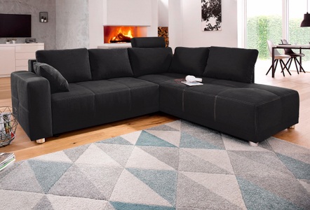 PLACES OF STYLE, Places of Style Ecksofa, mit Bettfunktion und Bettkasten, wahlweise mit 1 oder 3 Kopfstützen, 