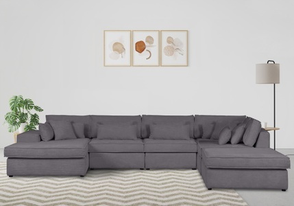 RAUM.ID, RAUM.ID Wohnlandschaft »Enid«, 6 Teile, bestehend aus Modulen, in vielen Bezügen, auch in Breitcord, RAUM.ID Wohnlandschaft »Enid U-Form«, 6 Teile, bestehend aus Modulen, in vielen Bezügen, auch in Breitcord