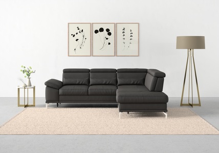 SIT&MORE, sit&more Ecksofa »Cabrio«, mit Sitztiefenverstellung und Federkern, 3 Nierenkissen, sit&more Ecksofa »Cabrio L-Form, B: 274 cm, mit Sitztiefen-, Arm- & Kopfteilverstellung« 3 Nierenkissen, Federkern, optional Bettfunktion und Stauraum