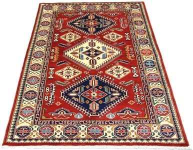 MorgenLand, morgenland Wollteppich »Kazak Teppich handgeknüpft rot«, rechteckig, 7 mm Höhe, 