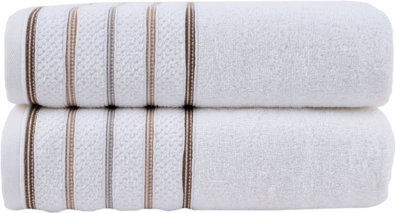 HOME AFFAIRE, Home affaire Handtuch Set »Safien mit Streifenbordüre«, Set, 2 tlg., Frottier, Handtuch oder Badetuch Set, Premium 550gr/m², Bio-Baumwolle, Home affaire Handtuch Set »Safien mit Streifenbordüre«, (Set, 2 St., 2 Duschtücher (70x140 cm), Handtuch oder Badetuch Set, Premium 550gr/m², 100% Baumwolle
