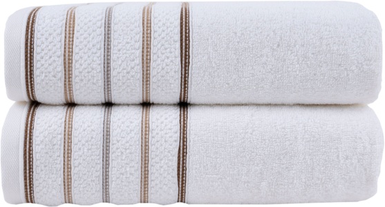 HOME AFFAIRE, Home affaire Handtuch Set »Safien mit Streifenbordüre«, Set, 2 tlg., Frottier, Handtuch oder Badetuch Set, Premium 550gr/m², Bio-Baumwolle, Home affaire Handtuch Set »Safien mit Streifenbordüre«, (Set, 2 St., 2 Duschtücher (70x140 cm), Handtuch oder Badetuch Set, Premium 550gr/m², 100% Baumwolle