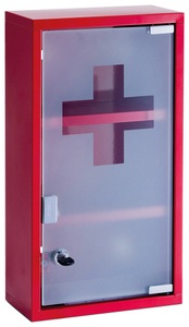 Zeller, Zeller - Medizinschrank Metall - 25 x 12 x 45 cm, Zeller Present Erste Hilfe Schrank 25 x 12 x 45 cm, Rot