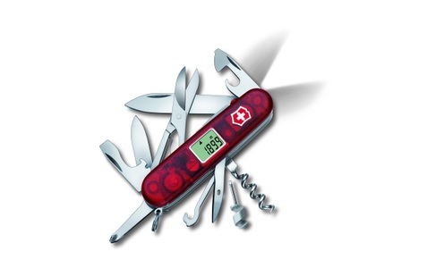 Victorinox, Victorinox Traveller Lite 1.7905.AVT Schweizer Taschenmesser mit Digitalanzeige Anzahl Funktionen 21 Rot (transparent), 