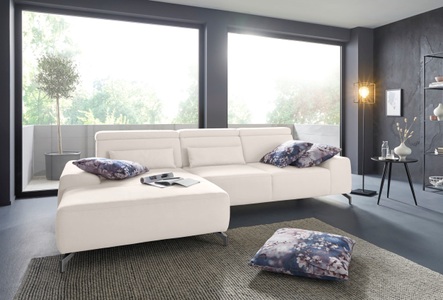 sit&more Ecksofa, Fusshöhe 12 cm, inklusive Sitztiefenverstellung und Kopfteilverstellung, wahlweise in 2 unterschiedlichen Fussfarben