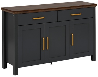 HOME AFFAIRE, Home affaire Sideboard »Martinau«, mit einer Topplatte in einer edlen Holzoptik, mit 2 Schubladen, 3 Türen und 2 verstellbare Einlegeböden, mit Griffen aus goldfarbenem Metall, Breite 130 cm, Home affaire Sideboard »Martinau«, Topplatte in Holzoptik, mit 2 Schubladen, 3 Türen, Breite 130 cm