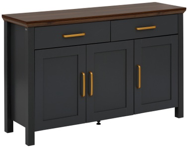 HOME AFFAIRE, Home affaire Sideboard »Martinau«, mit einer Topplatte in einer edlen Holzoptik, mit 2 Schubladen, 3 Türen und 2 verstellbare Einlegeböden, mit Griffen aus goldfarbenem Metall, Breite 130 cm, Home affaire Sideboard »Martinau«, Topplatte in Holzoptik, mit 2 Schubladen, 3 Türen, Breite 130 cm