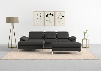 SIT&MORE, sit&more Ecksofa »Cabrio«, mit Sitztiefen- und Armteilverstellung sowie Federkern, 2 Nierenkissen, sit&more Ecksofa »Cabrio L-Form, B: 295 cm, mit Sitztiefen-, Arm- & Kopfteilverstellung« 2 Nierenkissen, Federkern, optional Bettfunktion und Stauraum