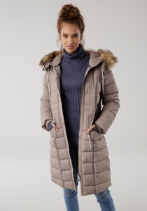 KangaROOS, KangaROOS Steppjacke, mit kuscheligem, abnehmbarem Fellimitat-Kragen an der Kapuze, KangaROOS Steppjacke, mit Kapuze, figurbetonter Schnitt, mit Reissverschlusstaschen