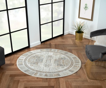 Myflair Möbel & Accessoires Teppich »My Kashkuly«, rund, Kurzflor, Retro-Style, besonders weich durch Microfaser