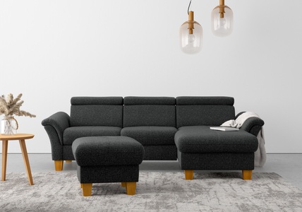 HOME AFFAIRE, Home affaire Ecksofa, wahlweise mit Bett mit klappbaren Rollen, Kasten und Kopfverstellung, Home affaire Ecksofa »Lindgren L-Form«, wahlweise mit Bett mit klappbaren Rollen, Kasten und Kopfverstellung