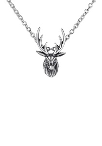 FIRETTI, Firetti Kette mit Anhänger »Hirsch, teilweise geschwärzt«, Firetti Kette mit Anhänger »Schmuck Geschenk, Hirsch, teilweise geschwärzt«
