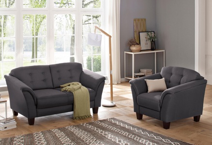 HOME AFFAIRE, Home affaire Sessel »Lillesand«, mit Federkern, Knopfheftung im Rücken, Füsse Buche, Home affaire Sessel »Trondheim«, mit Federkern, Knopfheftung im Rücken, Füsse Buche
