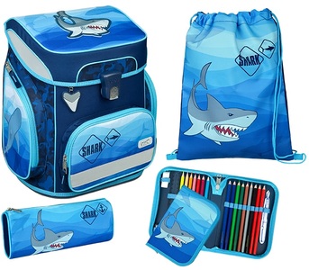 Scooli, Scooli EasyFit Schulranzen-Set Shark Alarm, 5-tlg., 