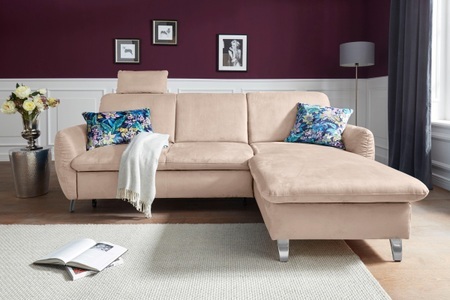 SIT&MORE, sit&more Ecksofa, sit&more Ecksofa »Daytona L-Form«, mit Federkern, einer Kopfstütze und wahlweise mit Bettfunktion