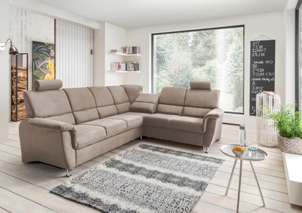 HOME AFFAIRE, Home affaire Ecksofa »Pisa«, mit Bettfunktion und Bettkasten, Home affaire Ecksofa »Pisa L-Form, mit Schlaffunktion, Stauraum, 2x höhenverstellbare«, Kopfstützen und Relaxfunktion im Eckelement