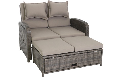 Testrut, Testrut - Gartensofa 3in1 Bahia Rondo - Grau, Greemotion Loungesofa 3-in-1 Rondo, Braun, 2 Sitzplätze