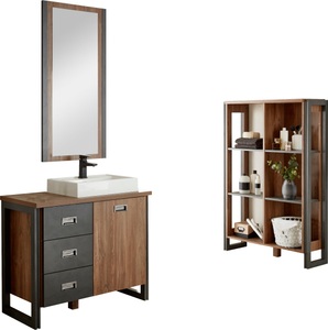 HOME AFFAIRE, Home affaire Badmöbel-Set »Detroit«, (Set, 3 St.), inklusive Aufsatzwaschbecken aus Mineralguss, 