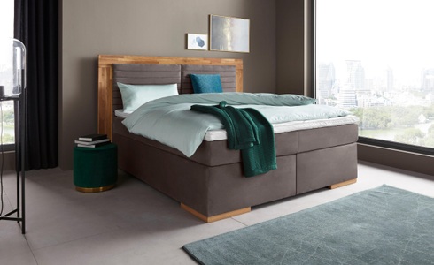 PLACES OF STYLE, Places of Style Boxspringbett »Cup«, mit Massivholzrahmen, mit Topper, in 2 Härtegraden, in 3 Breiten, Places of Style Boxspringbett »Cup«, mit Massivholzrahmen, mit Topper, in 2 Härtegraden, in 3 Breiten