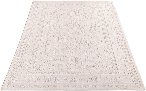 Paco Home Teppich »Rimini 413«, rechteckig, Flachgewebe, Uni Farben, Hoch-Tief Effekt, In- und Outdoor geeignet