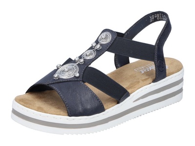 Rieker, Rieker Riemchensandale, mit gestreifter Sohle, Rieker Riemchensandale, Sommerschuh, Sandalette, Keilabsatz, mit gestreifter Sohle
