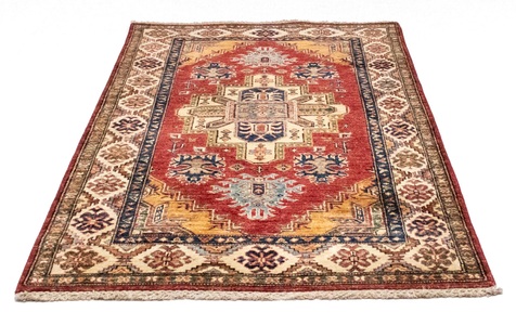 MorgenLand, morgenland Wollteppich »Kazak Teppich handgeknüpft rot«, rechteckig, 6 mm Höhe, morgenland Wollteppich »Kazak Teppich handgeknüpft rot«, rechteckig, 6 mm Höhe