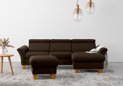 HOME AFFAIRE, Home affaire Ecksofa, wahlweise mit Bett mit klappbaren Rollen, Kasten und Kopfverstellung, Home affaire Ecksofa »Lindgren L-Form«, wahlweise mit Bett mit klappbaren Rollen, Kasten und Kopfverstellung