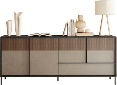 INOSIGN Sideboard »Everest Breite 206 cm, Kommode mit 4 Türen u. 1 Schubkasten«, Anrichte, Soft/Self Closing, Korpus 22 mm