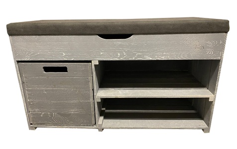 HOLZ ZOLLHAUS, Holz Zollhaus - Bank mit Ablage, Vintage Grau, 90 x 55 cm, 