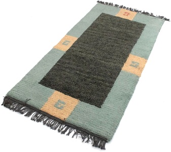 MorgenLand, morgenland Wollteppich »Nepal Teppich handgeknüpft grau«, rechteckig, 18 mm Höhe, handgeknüpft, morgenland Wollteppich »Nepal Teppich handgeknüpft grau«, rechteckig, 18 mm Höhe, handgeknüpft