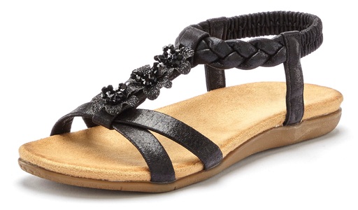 Lascana, LASCANA Sandale, mit Schmucksteinchen und elastischem Riemchen, LASCANA Sandale »Sommerschuh«, Sandalette, Sommerschuh mit Schmucksteinchen und elastischem Riemchen