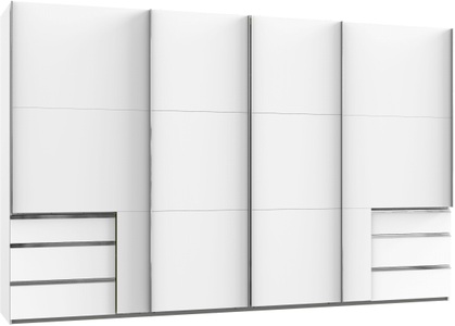 fresh to go, Fresh To Go Schwebetürenschrank »Level«, mit Synchronöffnung, MID.YOU Schwebetürenschrank in weiss , Level 36A B: 350Cm Weiss , Metall , 6 Fächer , 6 Schubladen , 350x216x65 cm , Dekorfolie,Dekorfolie,Nachbildung,Nachbildung , In verschiedenen Grössen erhältlich, in verschiedenen Holzdekoren erhältlich , 0