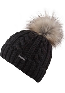 Chillouts, Mütze 'Joan', chillouts Bommelmütze »Joan Hat«, Mit Fake-Fur Pom Pom, Zopfmuster