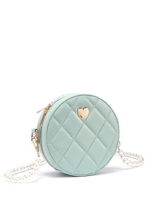 VIVANCE, Vivance Umhängetasche, Minibag mit abnehmbarem Schulterriemen VEGAN, Vivance Umhängetasche, mit gestepptem Design und Perlenhenkel, Runde Handtasche VEGAN
