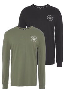 H.I.S Langarmshirt, (Packung, 2 tlg., 2er-Pack), mit Brustprint